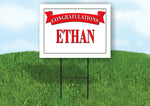 ETHAN CONGRATULATIONS RED BANNER 18in x 24in Yard sign with Stand