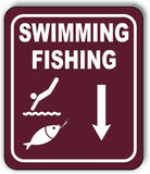 SWIMMING FISHING DIRECTIONAL DOWNWARDS ARROW CAMPING Aluminum composite sign