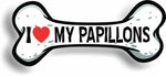 I Love My Papillons Car Magnet Bumper Sticker 3"x7"