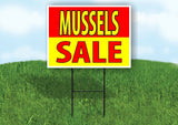 MUSSELS SEAFOOD SALE RED YELLOW Yard Sign Road with Stand LAWN SIGN