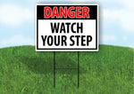 DANGER WATCH YOUR STEP Plastic Yard Sign ROAD SIGN with Stand LAWN POSTER