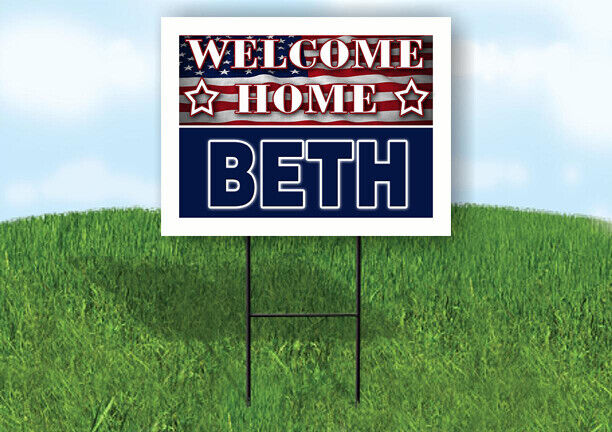 BETH WELCOME HOME FLAG 18 in x 24 in Yard Sign Road Sign with Stand ...