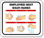 employees must wash hands cleaning instructions bathroom Aluminum composite sign