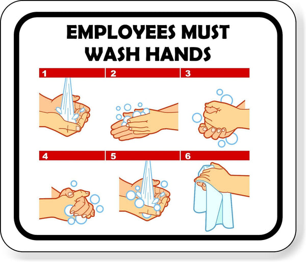 employees must wash hands cleaning instructions bathroom Aluminum composite sign