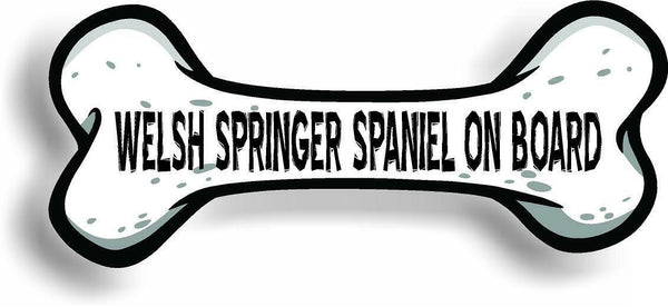 Dog on Board Welsh Springer Spaniel Bone Car Magnet Bumper Sticker 3"x7"