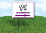 COUPLES DANCING PURPLE ARROW Yard Sign Road with Stand LAWN SIGN Single sided