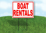 BOAT Rentals RED Yard Sign Road with Stand LAWN SIGN