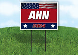 AHN FLAG RED 2024 18inx24in Yard Road Sign w/ Stand
