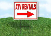 ATV RENTALS arrow red Yard Sign Road with Stand LAWN SIGN Single sided