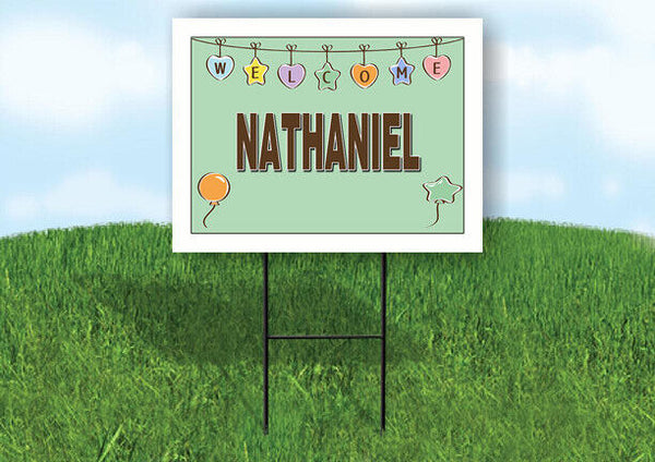 NATHANIEL WELCOME BABY GREEN  18 in x 24 in Yard Sign Road Sign with Stand
