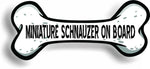 Dog on Board Miniature Schnauzer Bone Car Magnet Bumper Sticker 3"x7"