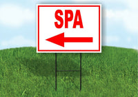 SPA LEFT arrow red Yard Sign Road with Stand LAWN SIGN Single sided