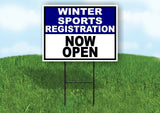 SPORTS REGISTRATION BLUE WHITE WINTER Yard Sign with Stand LAWN SIGN