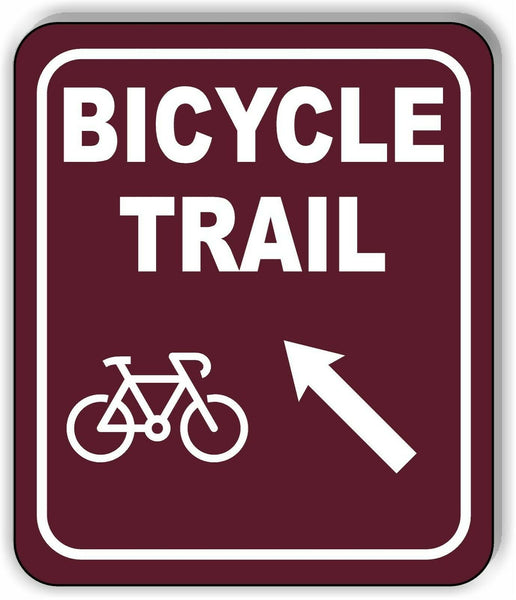 BICYCLE TRAIL DIRECTIONAL 45 DEGREES UP LEFT ARROW Aluminum composite sign