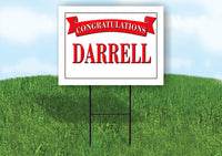 DARLENE CONGRATULATIONS RED BANNER 18in x 24in Yard sign with Stand