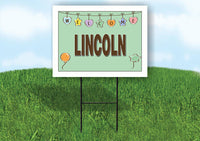 LINCOLN WELCOME BABY GREEN  18 in x 24 in Yard Sign Road Sign with Stand
