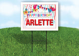 ARLETTE HAPPY BIRTHDAY BALLOONS 18 in x 24 in Yard Sign Road Sign with Stand