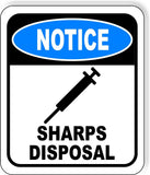 NOTICE SHARPS DISPOSAL NEEDLE Metal Aluminum composite sign