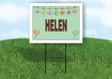 HELEN WELCOME BABY GREEN  18 in x 24 in Yard Sign Road Sign with Stand