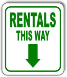 RENTALS THIS WAY DIRECTIONAL GREEN 8 Arrow Variations Aluminum composite sign