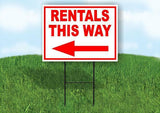 RENTALS THIS WAY LEFT arrow red Yard Sign Road w Stand LAWN SIGN Single sided