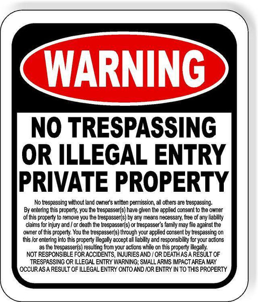 WARNING NO TRESPASSING WITHOUT WRITTEN PERMISSION Aluminum composite sign