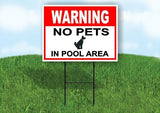 WARNING NO PETS IN POOL AREA RED Yard Sign Road with Stand LAWN SIGN