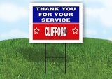 CLIFFORD THANK YOU SERVICE 18 in x 24 in Yard Sign Road Sign with Stand
