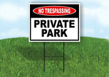 NO TRESPASSING Private Park Yard Sign Road with Stand LAWN POSTER