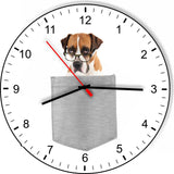 Boxer w Glasses In Your Pocket Puppy Dog kitchen living room Wall Clock