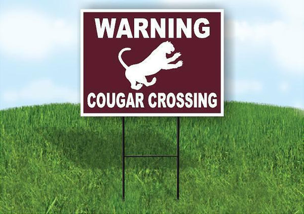 WARNING COUGAR CROSSING TRAIL Yard Sign Road with Stand LAWN SIGN