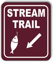 STREAM TRAIL DIRECTIONAL 45 DEGREES DOWN LEFT ARROW Aluminum composite sign