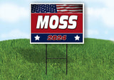 MOSS FLAG RED 2024 18inx24in Yard Road Sign w/ Stand