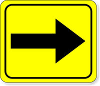 supplemental directional black yellow right arrow Metal Aluminum Composite Sign