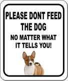 PLEASE DONT FEED THE DOG Basenji Metal Aluminum Composite Sign