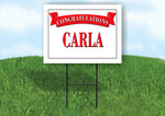 CARL CONGRATULATIONS RED BANNER 18in x 24in Yard sign with Stand