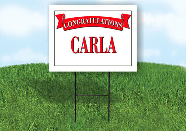 CARL CONGRATULATIONS RED BANNER 18in x 24in Yard sign with Stand
