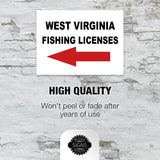 WEST VIRGINIA _FISHING LICENSES LEFT ARROW  Yard Sign w Stand LAWN SIGN Single