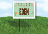 EDEN WELCOME BABY GREEN  18 in x 24 in Yard Sign Road Sign with Stand