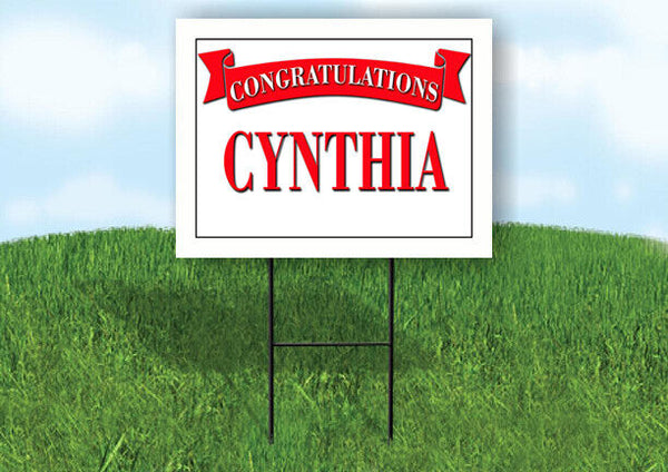 CURTIS CONGRATULATIONS RED BANNER 18in x 24in Yard sign with Stand