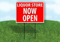 LIQUOR STORE NOW OPEN RED Plastic Yard Sign ROAD SIGN with Stand