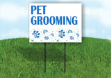 Pet Grooming Blue Paw prints Plastic Yard Sign ROAD SIGN with Stand