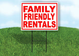 FAMILY FRIENDLY RENTALS RED WHITE Yard Sign Road with Stand LAWN SIGN
