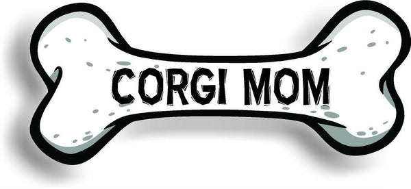 Dog Mom Corgi Bone Car Magnet Bumper Sticker 3"x7"