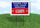 ELIZABETH THANK YOU SERVICE 18 in x 24 in Yard Sign Road Sign with Stand