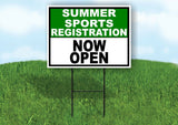SPORTS REGISTRATION GREEN WHITE SUMMER Yard Sign with Stand LAWN SIGN