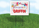 GRIFFIN HAPPY BIRTHDAY BALLOONS 18 in x 24 in Yard Sign Road Sign with Stand