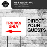 TRUCK PARKING ONLY LEFT arrow red Yard Sign with Stand LAWN SIGN