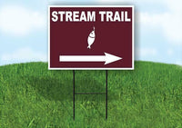 STREAM TRAIL RIGHT ARROW BROWN Yard Sign Road with Stand LAWN SIGN Single sided
