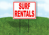 Surf Board Rentals RED Yard Sign Road with Stand LAWN SIGN